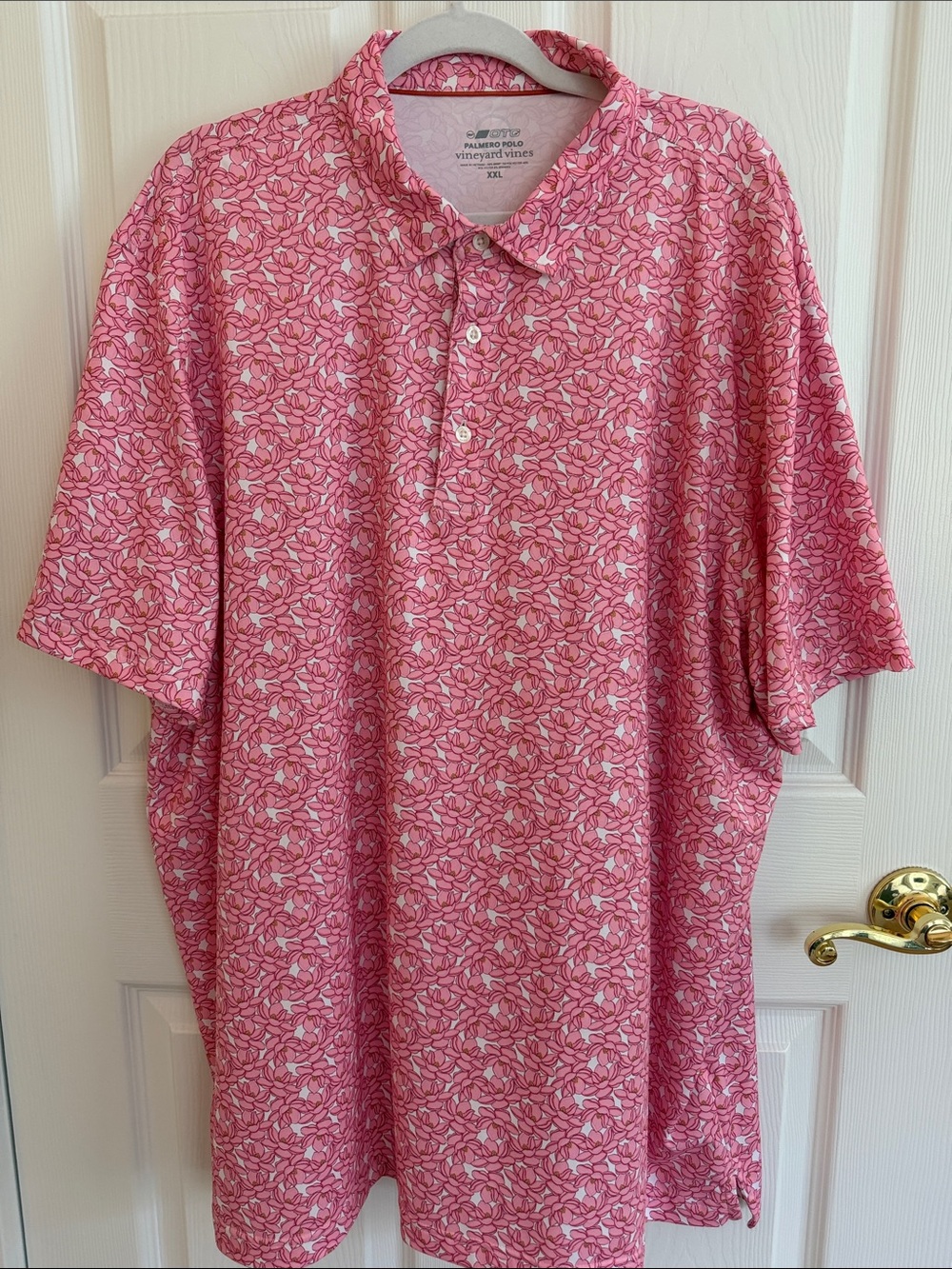 Vineyard Vines Men’s Pink Floral-Leaf Palmero Polo